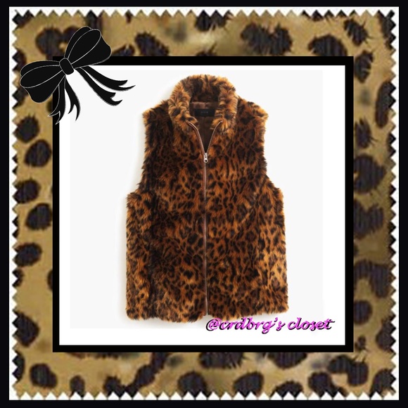 NWT, J.Crew Leopard Faux-Fur Vest - Picture 1 of 7